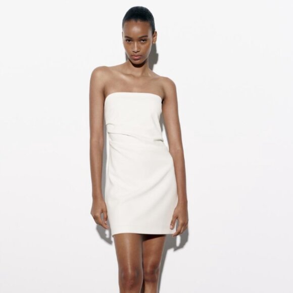 Strapless Zara mini dress in white - Picture 1 of 5